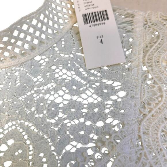 NWT Feather Bone Anthropologie Greenwich Lace Dress Size 4 Ivory Pleated Skirt - Picture 6 of 9